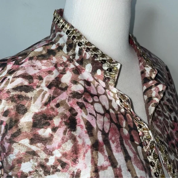 NWT CHICO'S Bernita Animal Pattern Caliente Coral Open Jacket - Picture 2 of 13